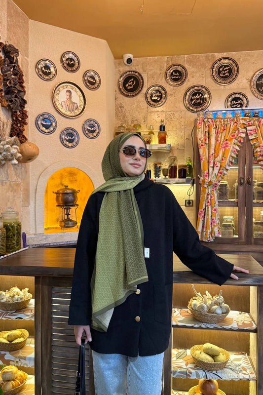 SudeNora Monogram Haki Şal 12234